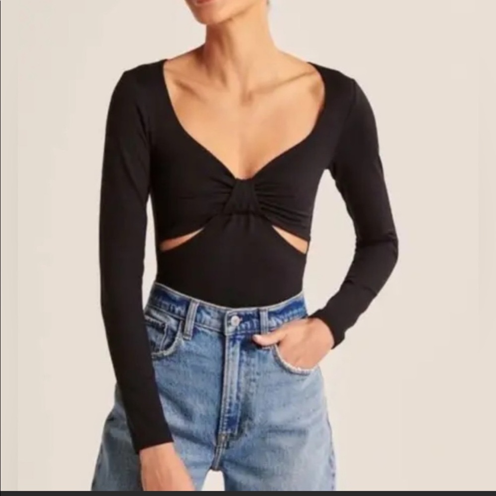 Black Abercrombie long sleeve body suit size medium